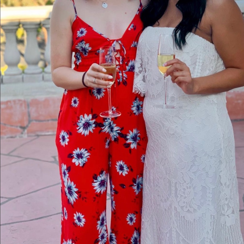 Red Yumi Kim Floral Jumpsuit
